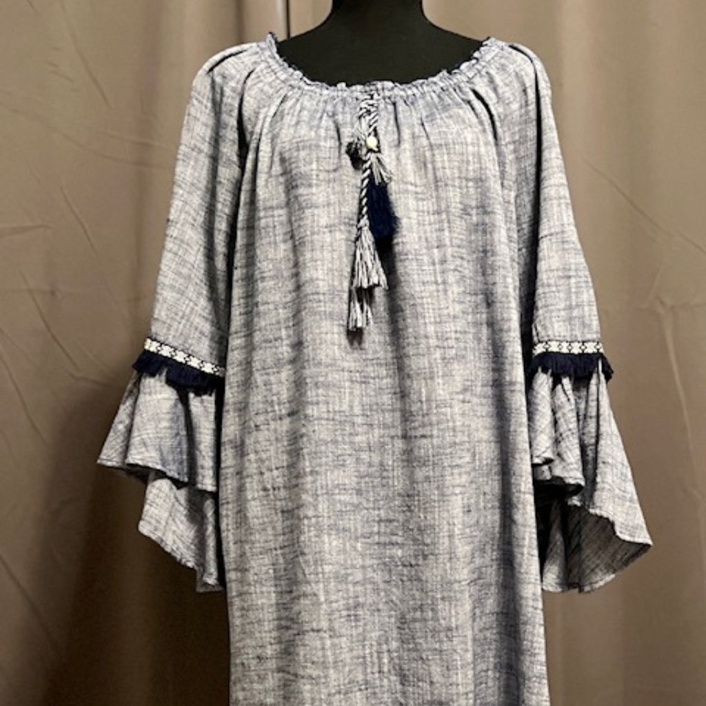 Nwt Style & Co. Melly Slub Dress Chambray Boho Large